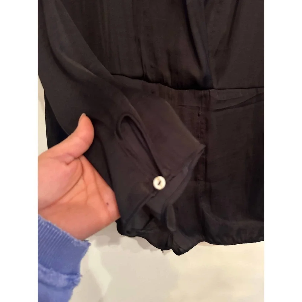 Free People Black Satin Playsuit